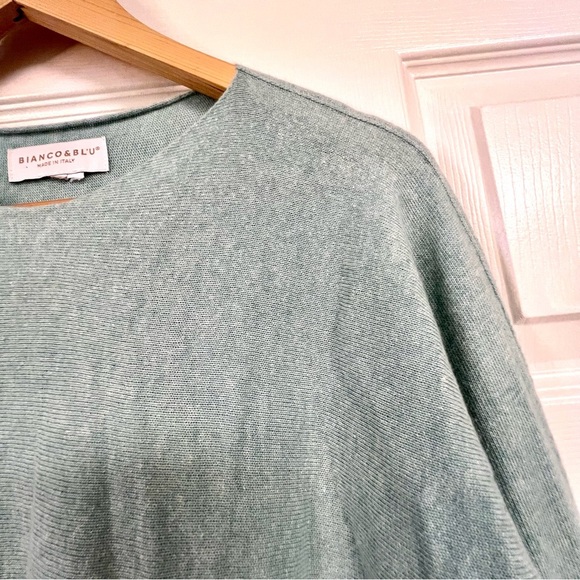 BIANCO BLU Italy Cashmere round neck ling sleeves sweater minimalist luxury L - Picture 3 of 8